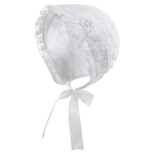 Freebily Bonnet de Baptême Bébé Fille Chapeau de Soleil Dentelle Respirant Ajustable Chapeau...