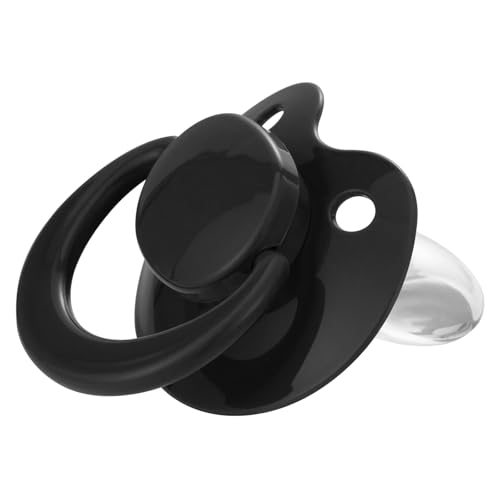 Image of Adult Sized Pacifier Bigshield : Replacement Silicone Paci Big Teat for Anxiety Release - Orthodontic Binky Taken Apart and Re-Assembled Black