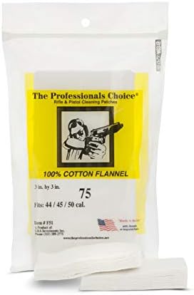 Gun Cleaning Patches by The Professionals Choice | Gun Cleaner Cloth Removes 99% of Residue | Square Cotton Flannel | 120 Pack | .38/.357-Calibre/9mm/10mm