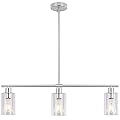 MRHYSWD 3 Lights Kitchen Island Lighting Brushed Nickel Pendant Light Fixtures with Glass Shade 31" Dining Room Chandeliers Adjustable Height Modern Linear Ceiling Hanging Light for Living Room, Foyer