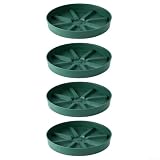 Confezione da 4 sottovasi rotondi in plastica per vasi da fiori, per interni ed esterni, design ispessito, previene fuoriuscite di terreno e perdite d'acqua, colore bianco, verde, grigio, Ava (verde