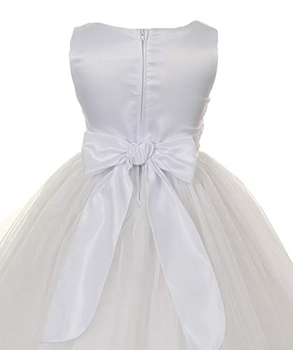 Kid's Dream Girls' Satin Bodice Communion Dress with Floral Waistband and Tulle Skirt3