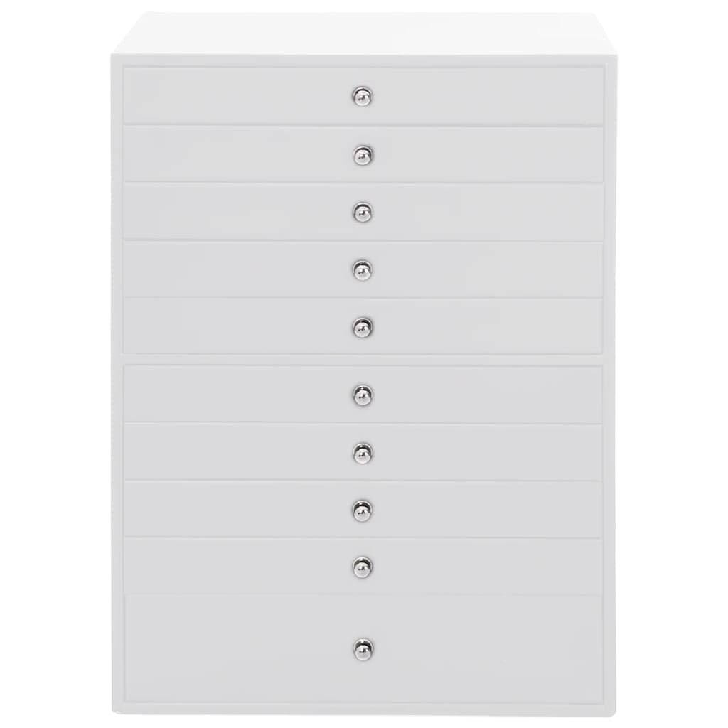 Schmuckkästchen 10-lagig Weiß 29x20,5x40,5 cm mit Uhrenhaltern Schmuckkasten Organizer Schmuckaufbewahrung für Ringe Ketten Armbänder und Uhren Schmuckschatulle für Damen und Herren