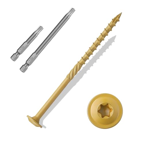 ANCHOREASE Lag Screws #14×5", 100PCS Heavy Duty Construction Screws, Rust Resistant, Washer Head, Bronze Coated External Wood Screws, Trusss Lag Screws, 2PCS T30 Star Bit Included