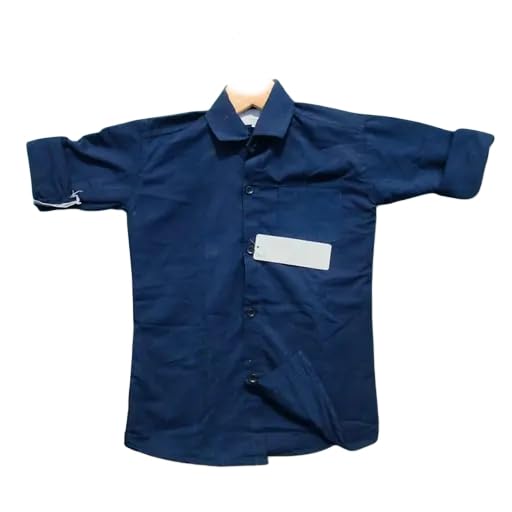 Boys Cotton Solid Full Sleeves Royal Blue Shirt with Button Closure-image-8