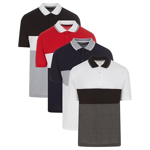 Camisetas polo para hombre de piqué, manga corta, paquete de 4