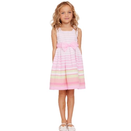 Bonnie Jean Girl's Easter Dress - Spring Striped Dress with Cardigan for Baby Toddler Little and Big Girls4