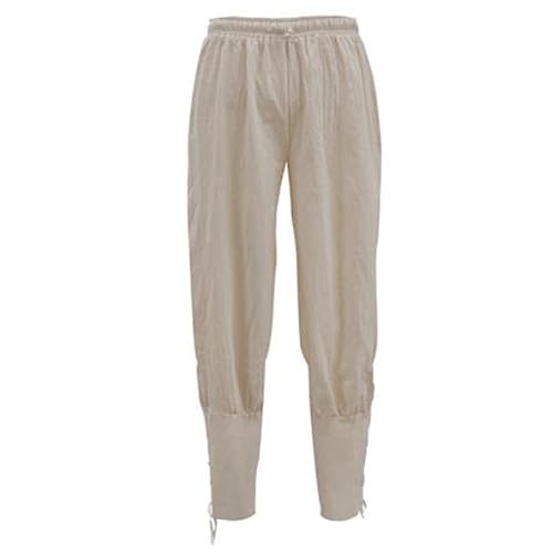Pantalon de pirate médiéval homme lin costume GN beige lacet cheville taille XXL
