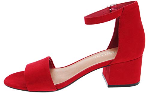 Image of LONDON FOG Women's Nikki Low Two Piece Block Heel Dress Shoe Ladies Ankle Strap Pump Sandal