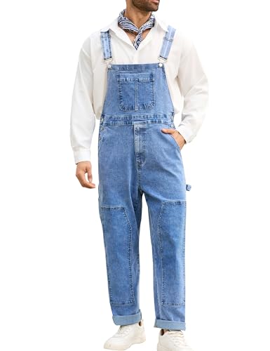 Yuanbang Overalls for Men Work Jumpsuits Painters Coveralls Bibs Overol Para Hombre White Elephant Gifts(Blue L)
