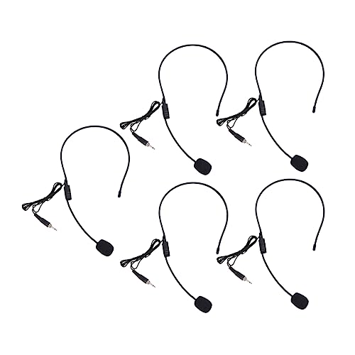 Levemolo Flexible Headset Microphone Set 5 Pack Head-Mounted Wired Speech Speaker for Singing Stage Teaching Present