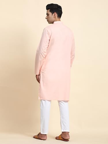 Image of Men's Pure Cotton Solid Kurta Pajama Set Mandarin Collar Casual Yoga Dress