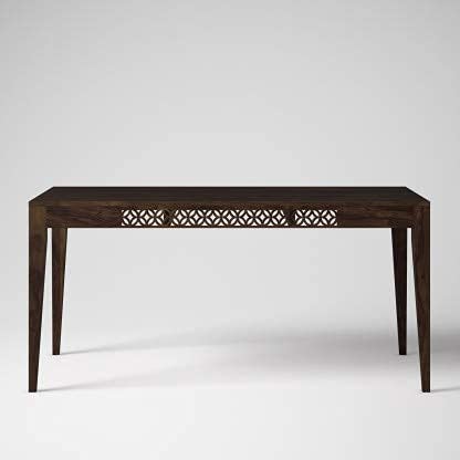 Image of Solid Sheesham Wood Dining Table Set with Chairs | Brown Modern Decorative Dining Set for Home /Office /Dining Room /Hotels | Walnut 6 Seater CNC