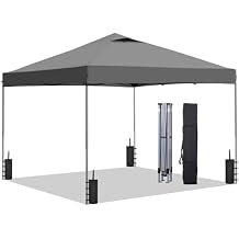 GDY 10x10 Pop Up Canopy Tent, Easy Set up Outdoor Silver Coated Beach Gazebos, Carpas for Pool, Events, Parties, and Camping, Grey.