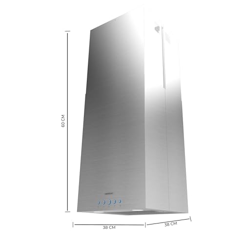 Cecotec Bolero Flux ICT 388000 Dunstabzugshaube, Edelstahl A++, 210 W, 38 cm, 800 m3/h, Klasse A++, elektronische Steuerung, 3 Stufen, Kohle- und Aluminiumfilter, LED, Delay-Funktion