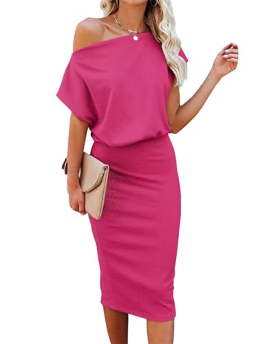 Ezbelle Women's 2025 Summer Dress Off The Shoulder Short Sleeve R...