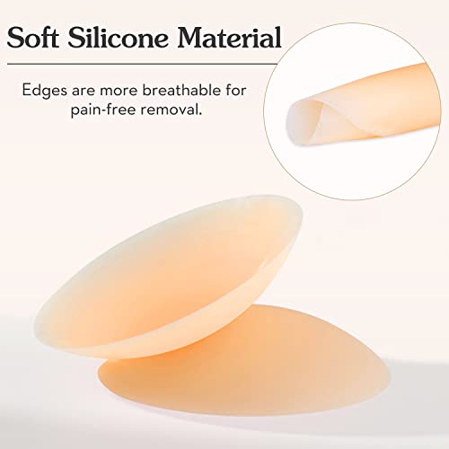 Ilnehc Nipple Covers, Sticky Silicone Breast Petals, Washable, Ultra-Thin, Self-Adhesive, Reusable Female Nipple Pasties For Women With Travel Box Nude(Fits A-C Cups) #TOP3