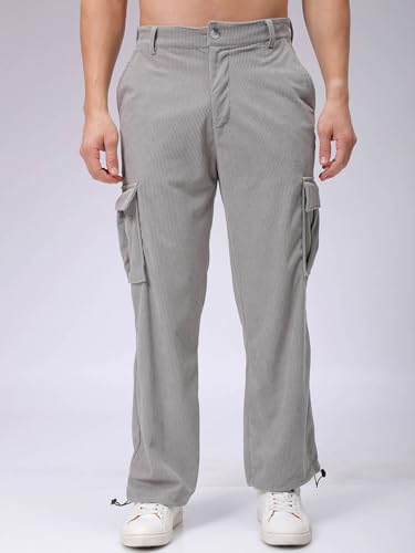 Image of The Indian Garage Co Men Baggy Textured Mid-Rise Cargos