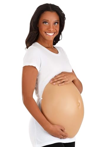 Fun Costumes Light Skinned Pregnant Belly Costume Accessory | Adult Light Weight EVA Foam Medium Stomach with Belly Button, Standard, Beige