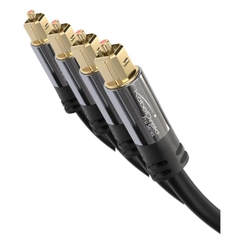 Image of KabelDirekt TOSLINK - Optical Audio Cable - 3ft - Fiber Optic Cord, S /PDIF Digital Audio Optical Cable for Soundbar, Stereo Systems, Home Cinema, Xbox One /PS4 - Designed in Germany (Pack of 4)