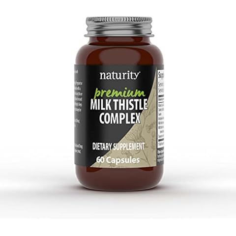naturity Premium Milk Thistle Complex with Silymarin, Artichoke, & Taraxacum Root Extract - Supports Healthy Liver Function - Vegan (60 Capsules) Cover