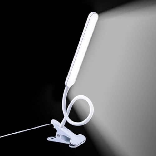 Qfdiwr Lámpara de Escritorio | Lámpara de Lectura Ajustable con Brazo Articulado y Pinza | Luz LED USB con Protección Ocular | para Salón Dormitorio Aula Universidad Estudio Cocina Trabajo Niños