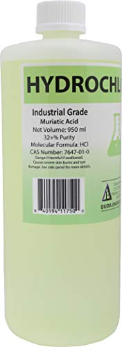 1 Quart / 950ml Bottle of Concentrated Hydrochloric/Muriatic Acid Concrete Cleaner