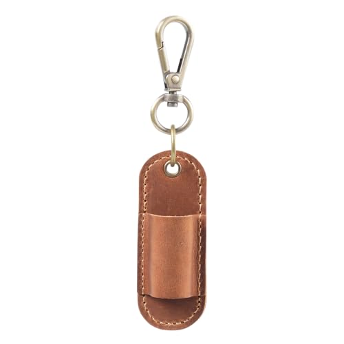 Portalápices de cuero, estuche de almacenamiento portátil de cuero antipérdida, llavero, para dormitorio, hospital, oficina, escuela, hotel, mesa, bloc de notas