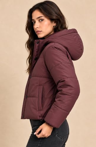 Image of SANE ORIGINALS Hooded Jacket for Women for Winters, Stylish Semi Crop Warm Coat for Women Winter Wear with Cap