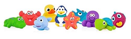 Nuby 10 Count (Pack Of 1) Little Squirts Fun Bath Toys, Assorted Characters #TOP1
