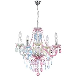 Lampara Araña Infantil Globo 63218-5 Nevada - Lámpara de techo tipo araña, cromo/acrílico, multicolor