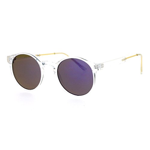 SA106 Retro Clear Frame Keyhole Mirrored Lens Sunglasses