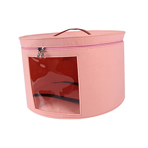 kowaku Scatola portaoggetti per cappelli Scatola per cappelli con coperchio antipolvere, contenitore per cappelli da viaggio in feltro rotondo di grande, Rosa Piccolo