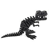 Whattiho 3D-gedrucktes T-Rex-Skelett – Flexibles, bewegliches Dinosaurier Modell mit Gelenken, Artikulierte Figur, Kreatives Spielzeug für Sammler, Stressabbau, Dekoratives Geschenk (Schwarz)