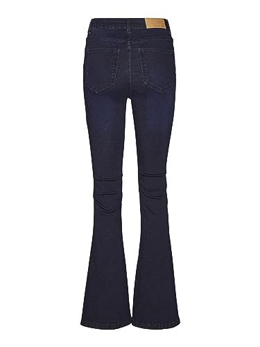NOISY MAY Damen Flared Schlag Jeans High Waist Denim Stretch Hose Wide Vintage Pants NMSALLIE, Farben:Dunkelblau, Größe:28W / 34L – Ansicht 4