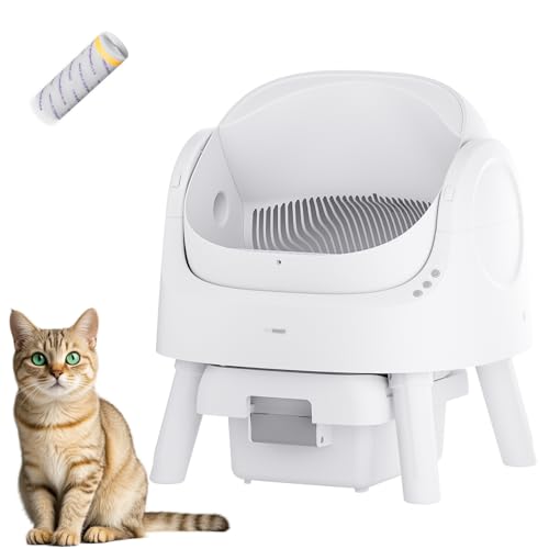 AutoScooper 11 Self Cleaning Litter Box, Automatic Open Top Cat Litter Box for Multiple Cats, Integrated Safety Protection Cat Litter Box with Mat & Liner, White (Manufacturer by PETPIVOT INC)