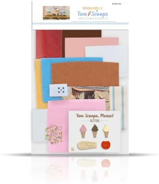 Kimberbell Embellishment Kit Two Scoops (19 Pcs): Includes Beads & Personalized Buttons, Mylar, Applique Glitter, Vinyl, Felt (Variety of Colors), Pair with Machine Embroidery Pillow Design