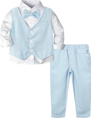 Image of A&J DESIGN 4pcs Baby & Toddler Suit, 12 Months - 5T, Shirt & Pants & Vest & Bow Tie