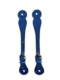 Villanos Arts - Nylon Strap for Western Spurs - Bronze Buckle, Adjustable and Heavy Duty - for Horseback Riding, Rodeo and Western Boots, Waterproof, Equestrian, Heel Strap. (Blue)