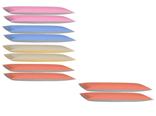 EXKLUSIV HEIMTEXTIL Kissenhülle Kissenbezug Doppelpack mit Reißverschluss 40 x 145 cm hochwertige Jersey Qualität Orange/Grau