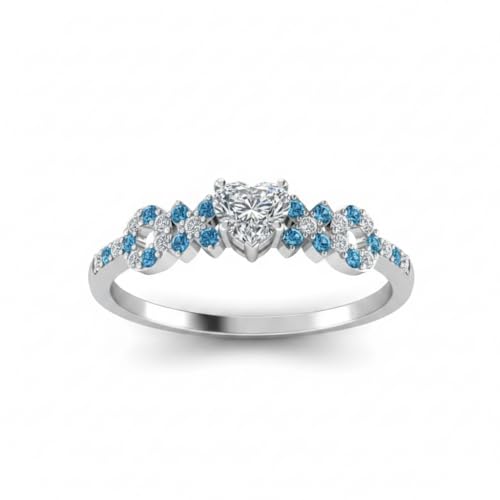 Image of Choose Your Gemstone Beautiful XO Design Diamond CZ Ring 925 Sterling Silver Heart Shape Side Stone Engagement Rings Lightweight Office Wear Everyday Gift Jewelry US Size 4 to 12