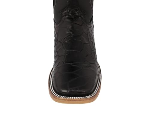 Texas Legacy Mens Black Cowboy Boots Sea Turtle Print Leather Square Toe4