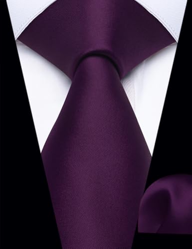 Image of YourTies Zipper Tie for Men Adjustable Pre-tied Satin Neckties and Pocket Square Set Solid Color Business Formal Wedding