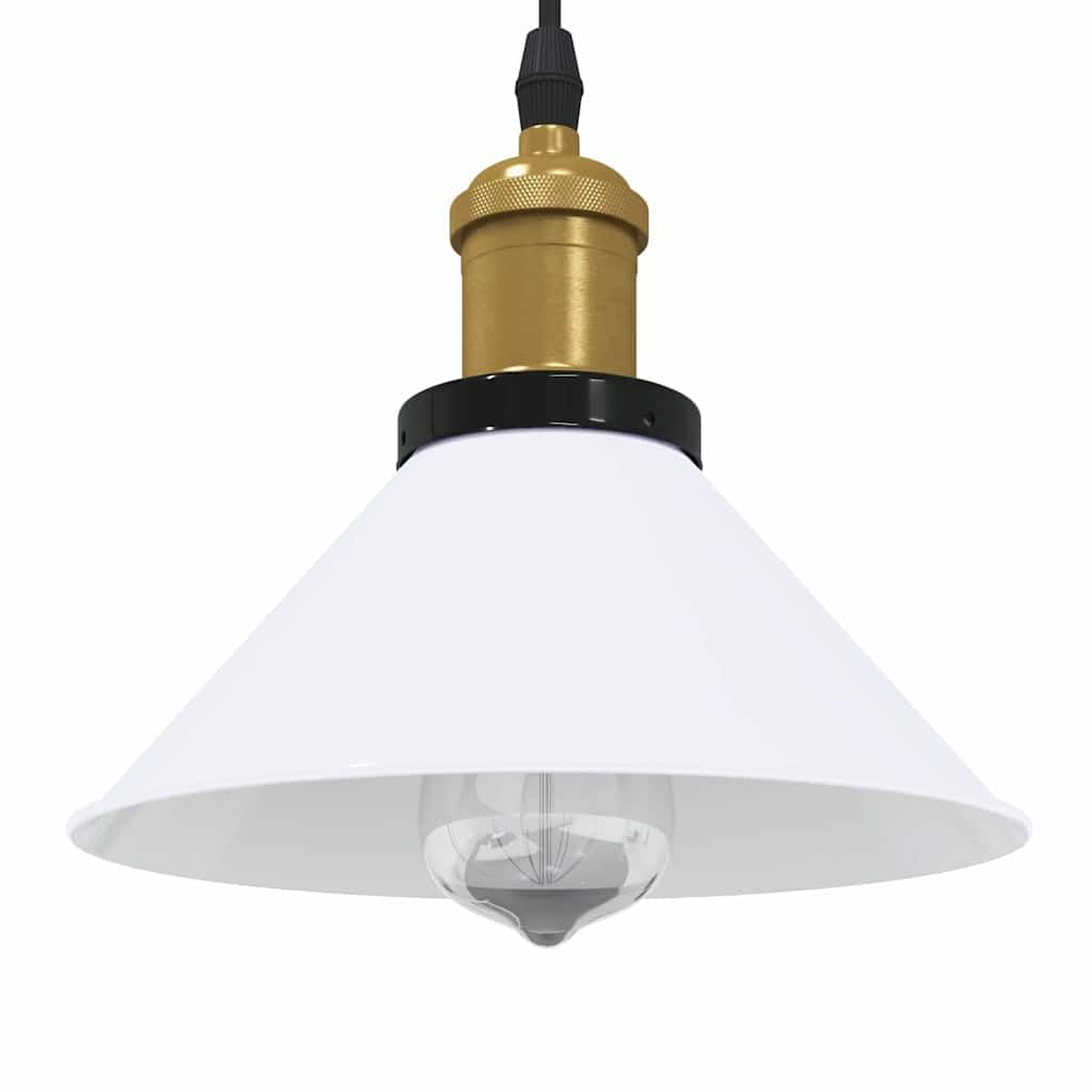 Lampa wisząca z regulacją wysokości, biała, błyszcząca, metalowa, Ø 22 cm, z oprawką E27, system wyciągu, do salonu, kuchni, sypialni, oświetlenie wewnętrzne, możliwość ściemniania
