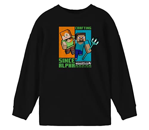 Minecraft Crafting Since Alpha Youth Black Long Sleeve Shirt