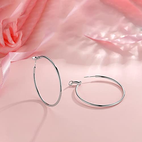 Orecchini a Cerchio da Donna in Argento 925 Grandi...