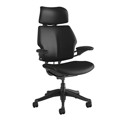 Humanscale Freedom Office Chair with Headrest - Ergonomic Work Chair with Standard Height Adjustable Duron Arms - Wheels for Carpet - Graphite Frame