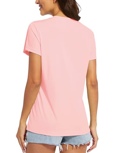 Image of MAGCOMSEN Women's Short Sleeve T-Shirt Quick Dry Athletic Tee Shirt Running Workout Yoga Top Tee Performance Shirts