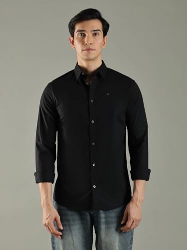 Image of Solid Slim Fit Cotton Shirt