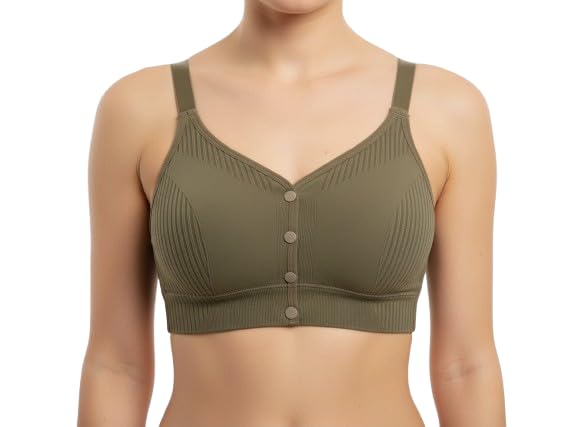 lingerie park Women's Front Button Sports Bra, Wireless Non-Padded, Cotton Blend, Light Support for Yoga, Gym, Home & Casual Wear, Soft & Breathable-picture-25